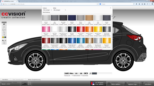 BU: Intuitive Folienauswahl im CAR-SIGNER: Glänzend, matt, metallic, strukturiert...